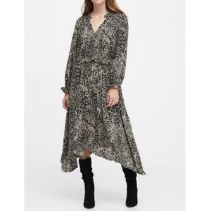 Banana Republic peasant midi dress in leopard